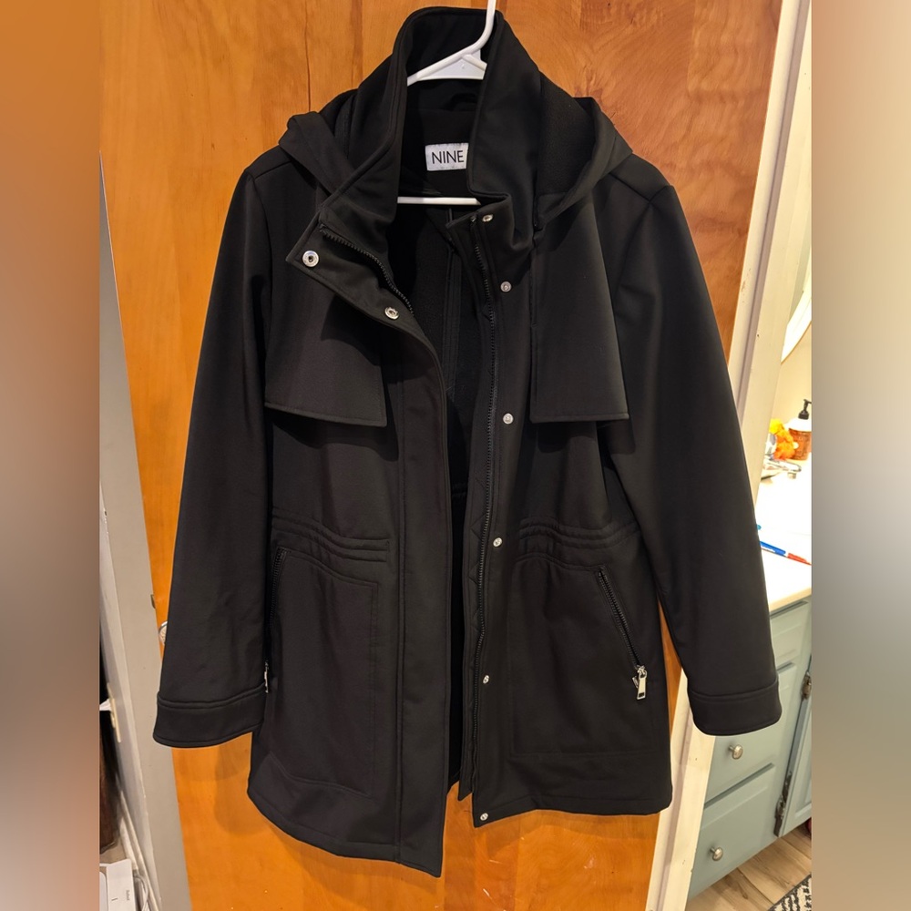 Nine West Women’s Fleece Lined Hooded Jacket Black Size Large